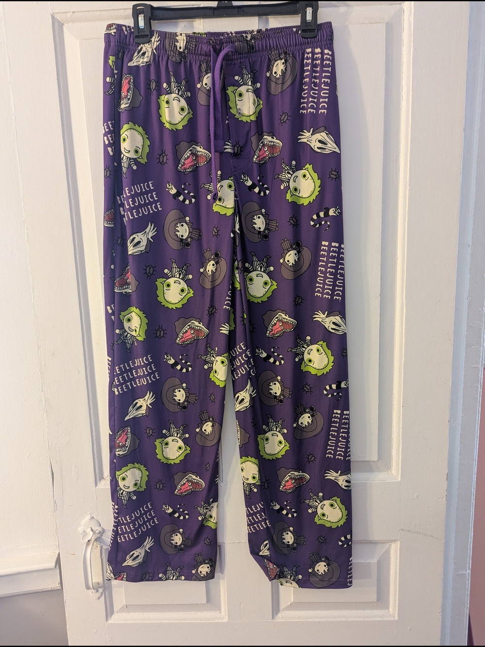 Women’s Purple Graphic Pajama Pants with Green Accents